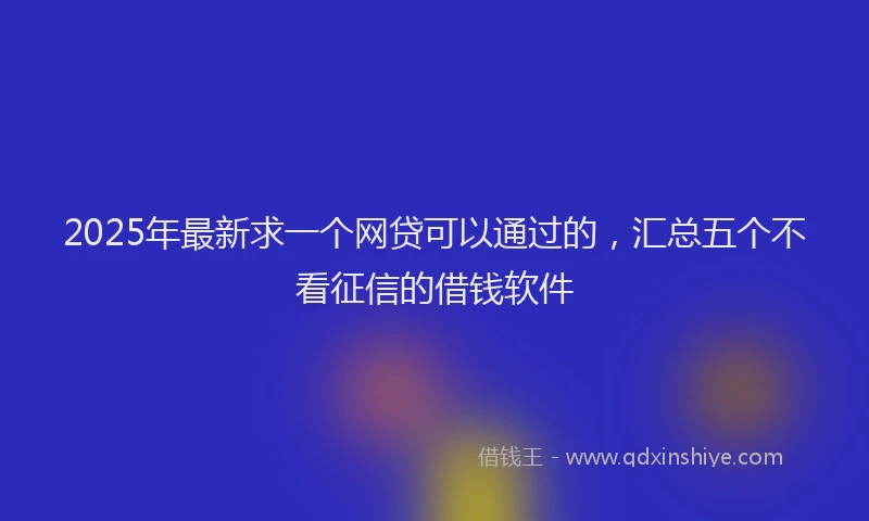 2025年最新求一个网贷可以通过的，汇总五个不看征信的借钱软件
