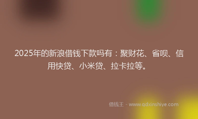2025年的新浪借钱下款吗有：聚财花、省呗、信用快贷、小米贷、拉卡拉等。