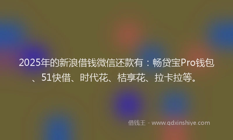 2025年的新浪借钱微信还款有：畅贷宝Pro钱包、51快借、时代花、桔享花、拉卡拉等。