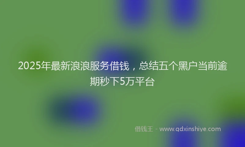 2025年最新浪浪服务借钱，总结五个黑户当前逾期秒下5万平台