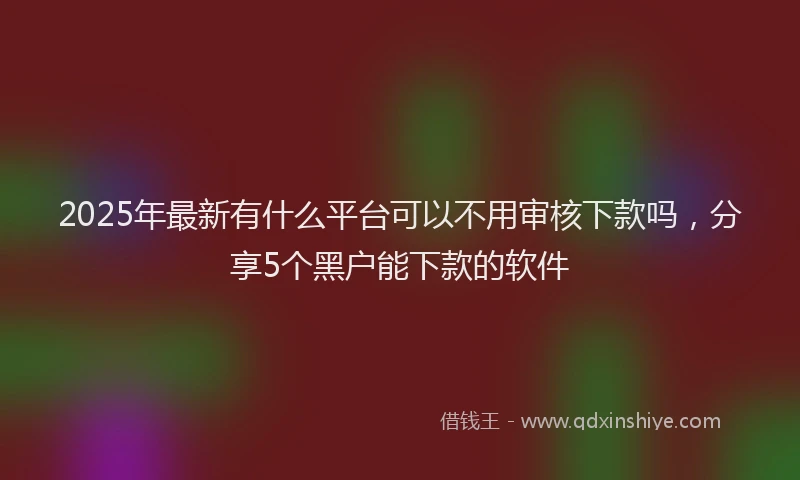 2025年最新有什么平台可以不用审核下款吗，分享5个黑户能下款的软件