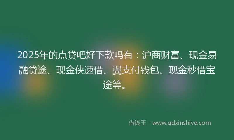 2025年的点贷吧好下款吗有：沪商财富、现金易融贷途、现金侠速借、翼支付钱包、现金秒借宝途等。