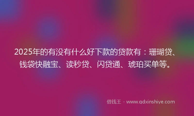 2025年的有没有什么好下款的贷款有：珊瑚贷、钱袋快融宝、读秒贷、闪贷通、琥珀买单等。