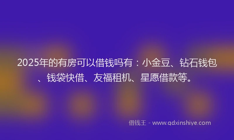 2025年的有房可以借钱吗有：小金豆、钻石钱包、钱袋快借、友福租机、星愿借款等。