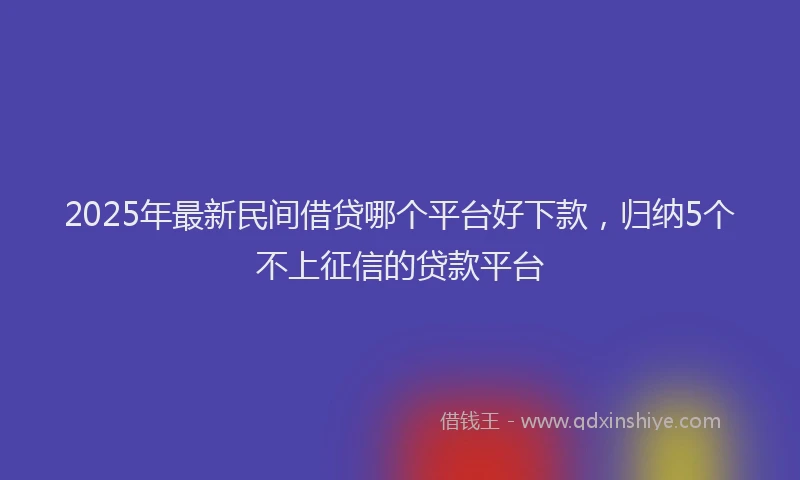 2025年最新民间借贷哪个平台好下款，归纳5个不上征信的贷款平台