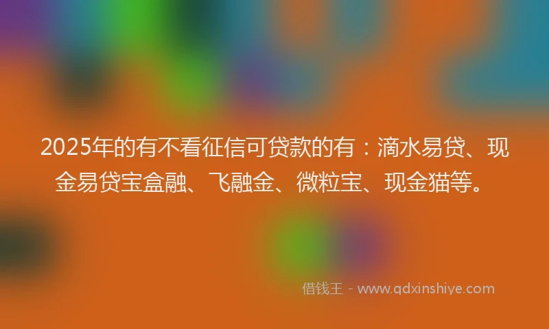 2025年的有不看征信可贷款的有：滴水易贷、现金易贷宝盒融、飞融金、微粒宝、现金猫等。