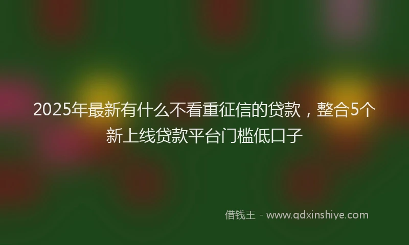 2025年最新有什么不看重征信的贷款，整合5个新上线贷款平台门槛低口子