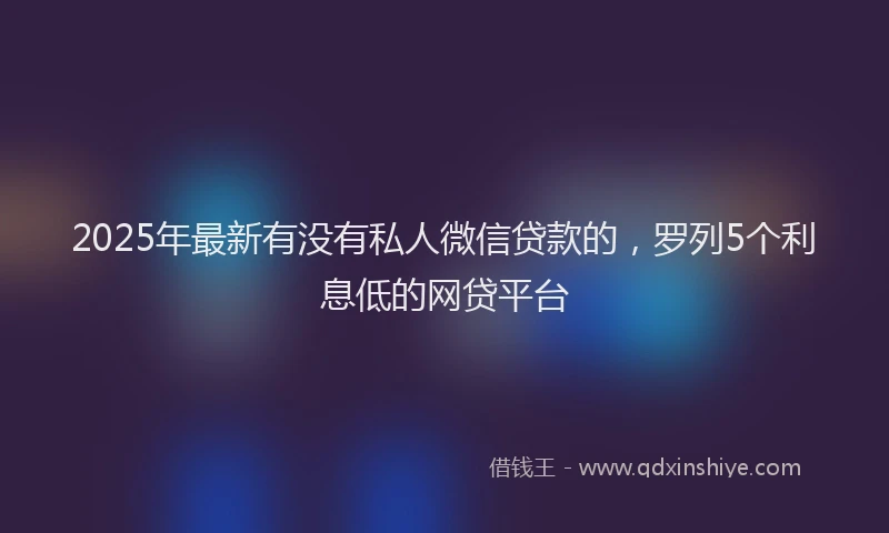 2025年最新有没有私人微信贷款的，罗列5个利息低的网贷平台