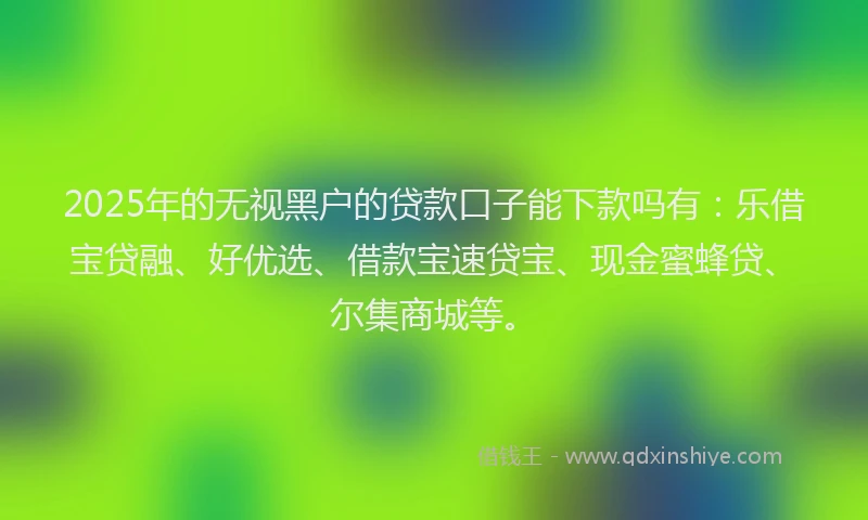 2025年的无视黑户的贷款口子能下款吗有：乐借宝贷融、好优选、借款宝速贷宝、现金蜜蜂贷、尔集商城等。