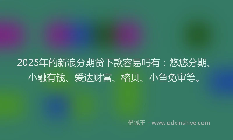 2025年的新浪分期贷下款容易吗有：悠悠分期、小融有钱、爱达财富、榕贝、小鱼免审等。