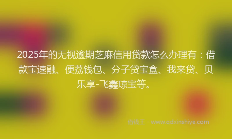 2025年的无视逾期芝麻信用贷款怎么办理有：借款宝速融、便荔钱包、分子贷宝盒、我来贷、贝乐享-飞鑫琼宝等。