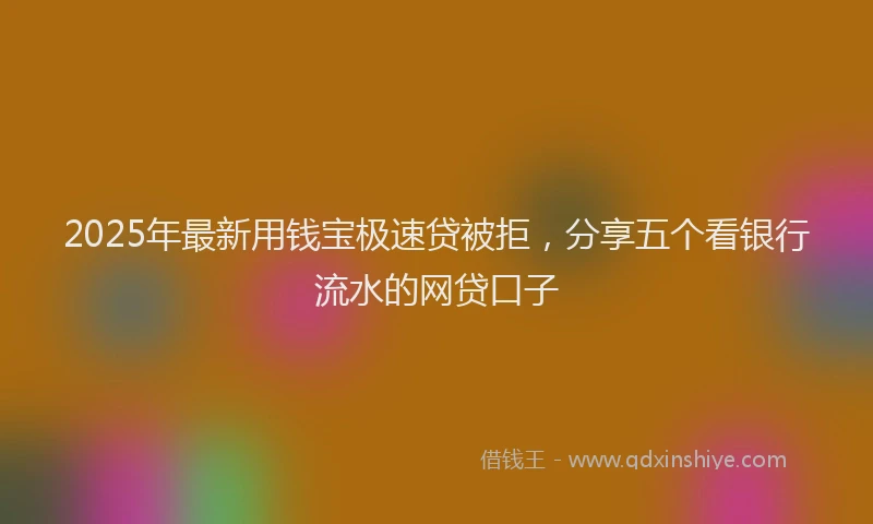 2025年最新用钱宝极速贷被拒，分享五个看银行流水的网贷口子