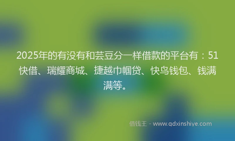 2025年的有没有和芸豆分一样借款的平台有：51快借、瑞耀商城、捷越巾帼贷、快鸟钱包、钱满满等。