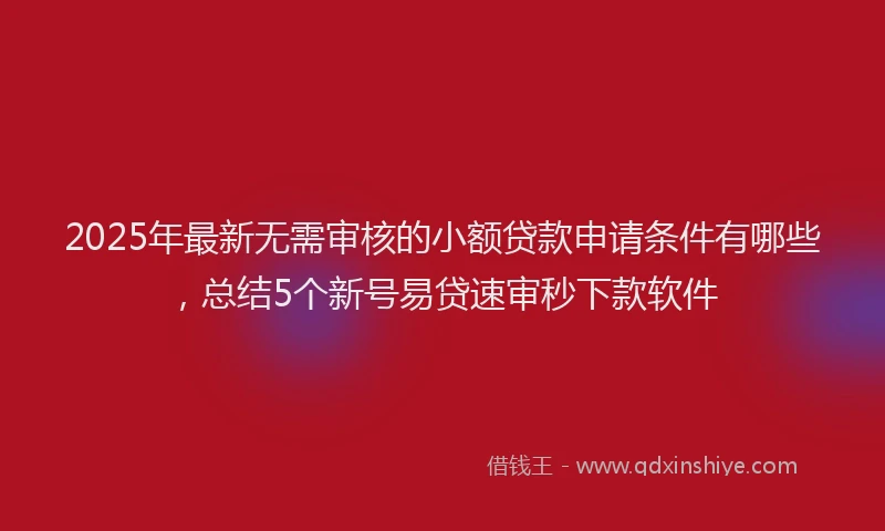 2025年最新无需审核的小额贷款申请条件有哪些，总结5个新号易贷速审秒下款软件