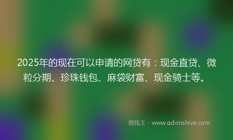 2025年的现在可以申请的网贷有：现金直贷、微粒分期、珍珠钱包、麻袋财富、现金骑士等。