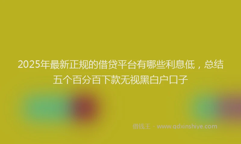2025年最新正规的借贷平台有哪些利息低，总结五个百分百下款无视黑白户口子