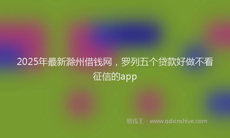 2025年最新滁州借钱网，罗列五个贷款好做不看征信的app