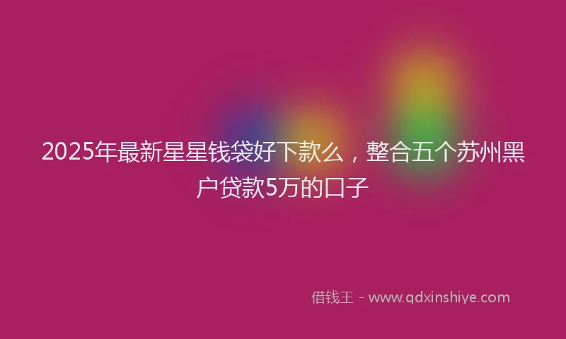 2025年最新星星钱袋好下款么，整合五个苏州黑户贷款5万的口子