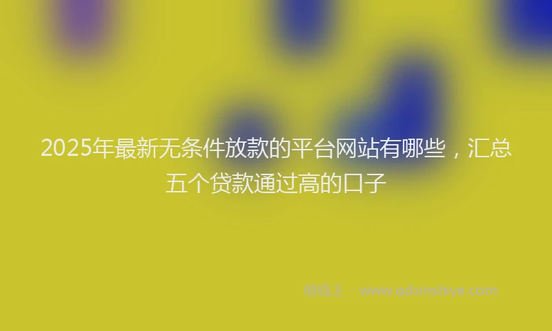 2025年最新无条件放款的平台网站有哪些，汇总五个贷款通过高的口子