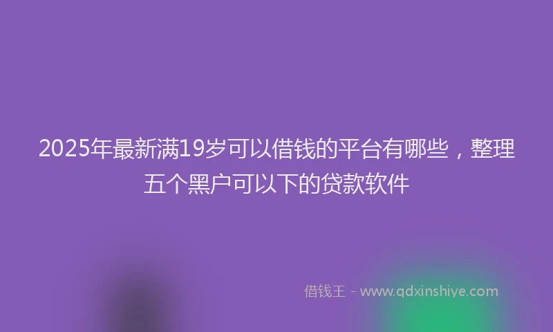 2025年最新满19岁可以借钱的平台有哪些，整理五个黑户可以下的贷款软件