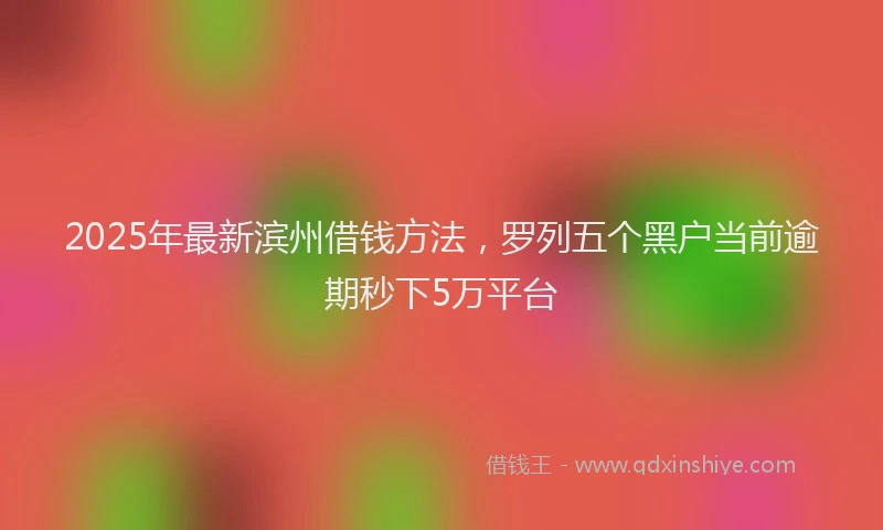 2025年最新滨州借钱方法，罗列五个黑户当前逾期秒下5万平台
