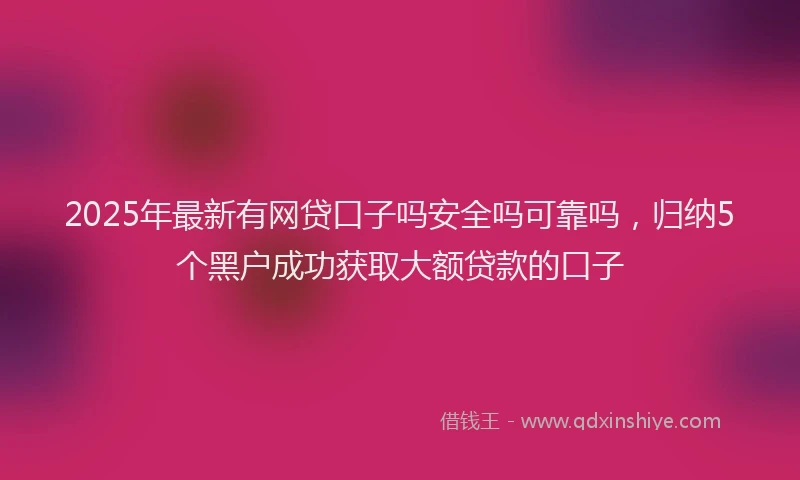 2025年最新有网贷口子吗安全吗可靠吗，归纳5个黑户成功获取大额贷款的口子