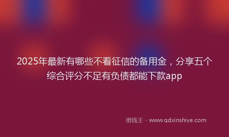 2025年最新有哪些不看征信的备用金，分享五个综合评分不足有负债都能下款app
