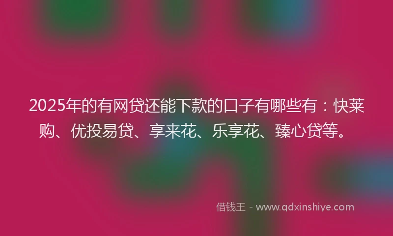 2025年的有网贷还能下款的口子有哪些有：快莱购、优投易贷、享来花、乐享花、臻心贷等。