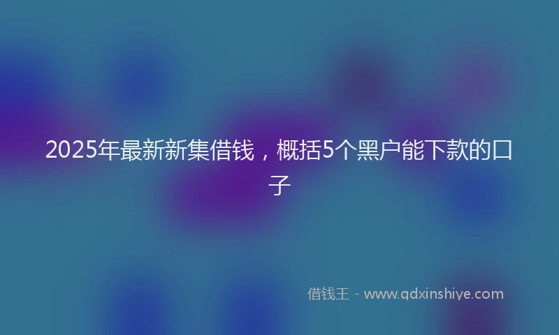 2025年最新新集借钱，概括5个黑户能下款的口子