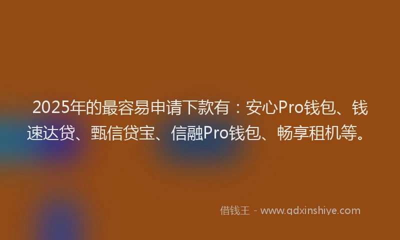 2025年的最容易申请下款有：安心Pro钱包、钱速达贷、甄信贷宝、信融Pro钱包、畅享租机等。