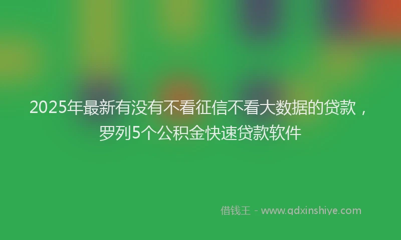 2025年最新有没有不看征信不看大数据的贷款，罗列5个公积金快速贷款软件