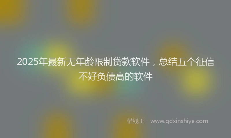 2025年最新无年龄限制贷款软件，总结五个征信不好负债高的软件