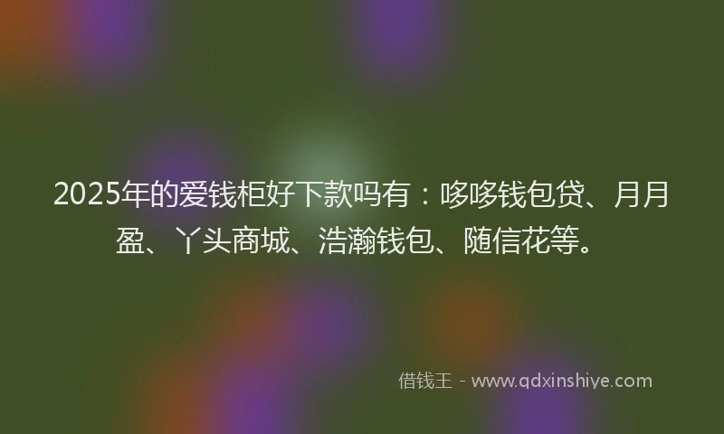 2025年的爱钱柜好下款吗有：哆哆钱包贷、月月盈、丫头商城、浩瀚钱包、随信花等。