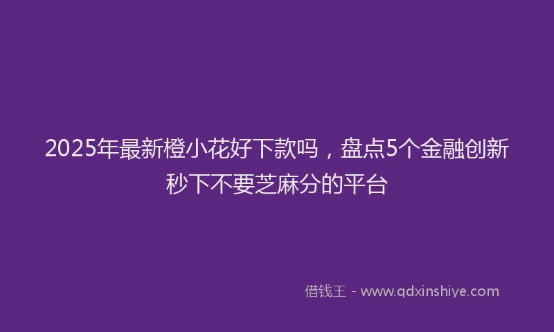 2025年最新橙小花好下款吗，盘点5个金融创新秒下不要芝麻分的平台