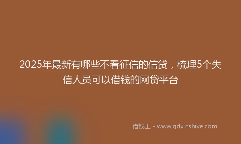 2025年最新有哪些不看征信的信贷，梳理5个失信人员可以借钱的网贷平台