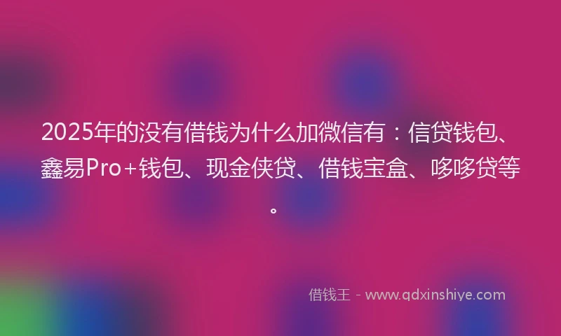 2025年的没有借钱为什么加微信有：信贷钱包、鑫易Pro+钱包、现金侠贷、借钱宝盒、哆哆贷等。