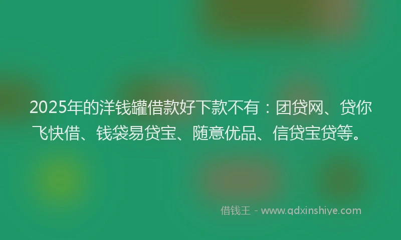 2025年的洋钱罐借款好下款不有：团贷网、贷你飞快借、钱袋易贷宝、随意优品、信贷宝贷等。