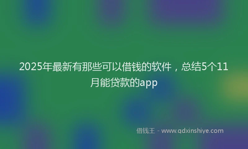 2025年最新有那些可以借钱的软件，总结5个11月能贷款的app