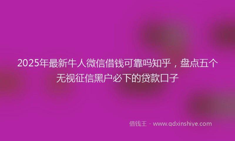 2025年最新牛人微信借钱可靠吗知乎，盘点五个无视征信黑户必下的贷款口子