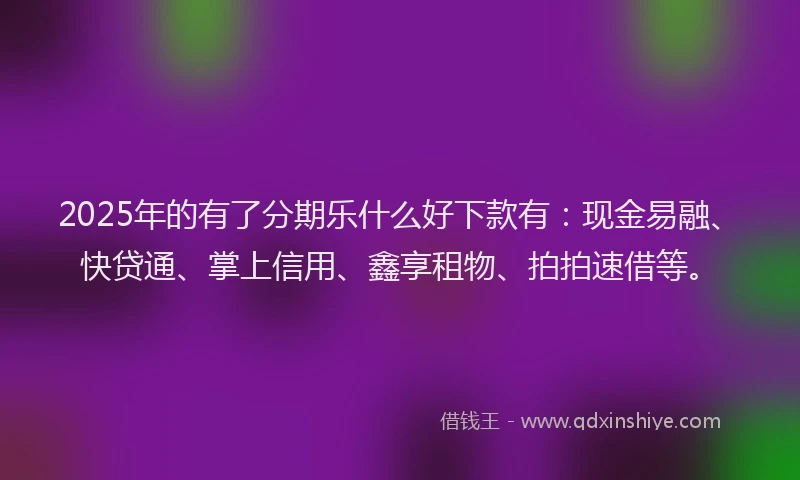 2025年的有了分期乐什么好下款有：现金易融、快贷通、掌上信用、鑫享租物、拍拍速借等。