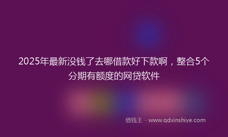 2025年最新没钱了去哪借款好下款啊，整合5个分期有额度的网贷软件
