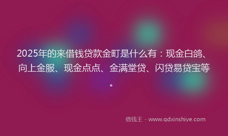 2025年的来借钱贷款金町是什么有：现金白鸽、向上金服、现金点点、金满堂贷、闪贷易贷宝等。