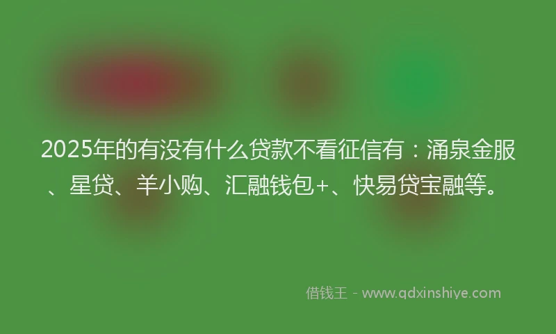 2025年的有没有什么贷款不看征信有：涌泉金服、星贷、羊小购、汇融钱包+、快易贷宝融等。