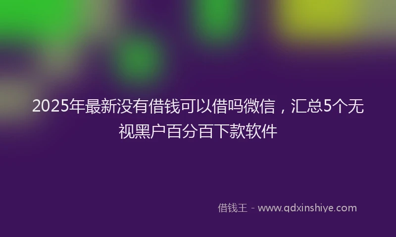 2025年最新没有借钱可以借吗微信，汇总5个无视黑户百分百下款软件
