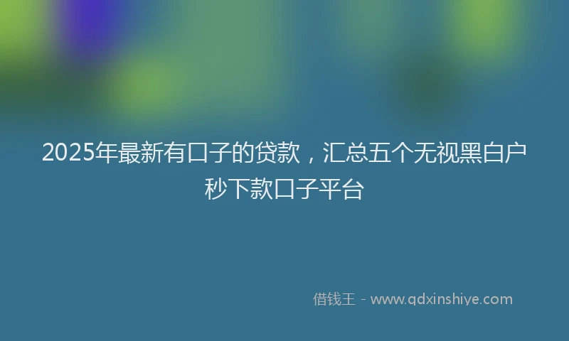 2025年最新有口子的贷款，汇总五个无视黑白户秒下款口子平台