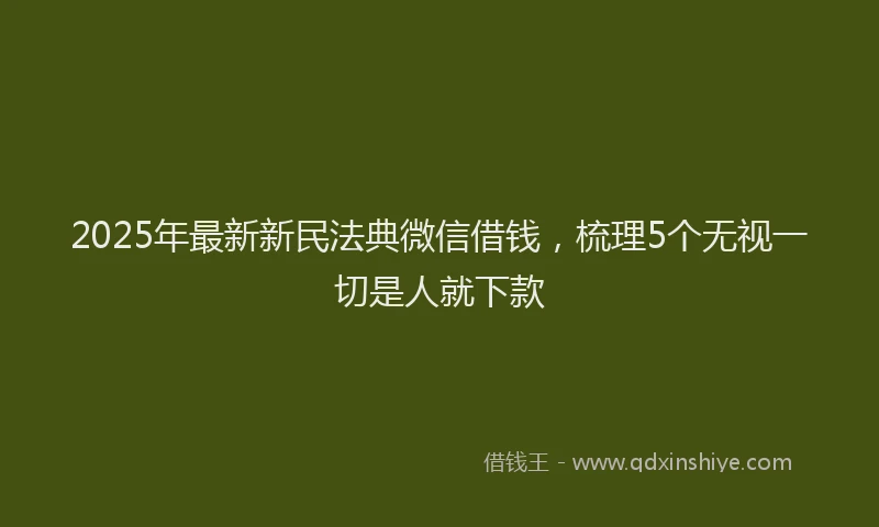 2025年最新新民法典微信借钱，梳理5个无视一切是人就下款