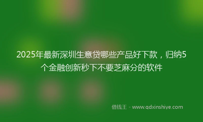 2025年最新深圳生意贷哪些产品好下款，归纳5个金融创新秒下不要芝麻分的软件