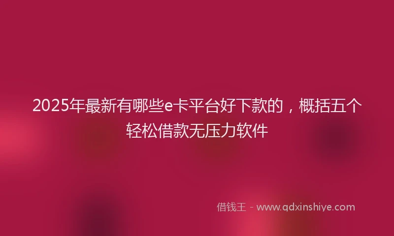 2025年最新有哪些e卡平台好下款的，概括五个轻松借款无压力软件