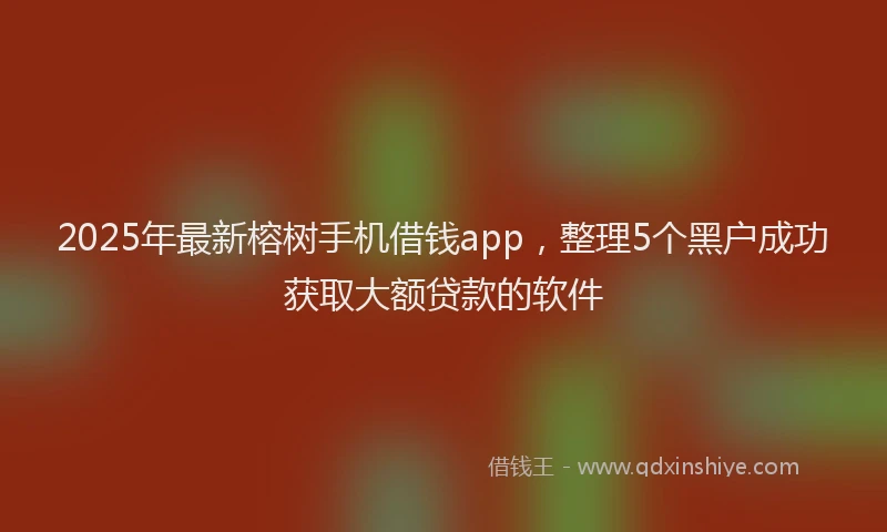2025年最新榕树手机借钱app，整理5个黑户成功获取大额贷款的软件