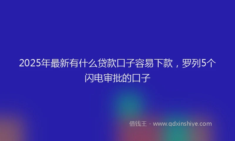 2025年最新有什么贷款口子容易下款，罗列5个闪电审批的口子